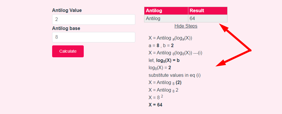 Antilog Calculator Step 3