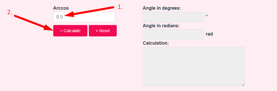 Arccos Calculator Step 2