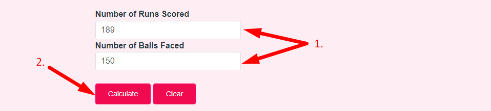 Batting Strike Rate Calculator Step 2