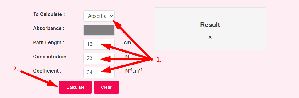 Beer Lambert Law Calculator Step 2