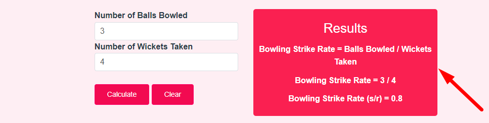 Bowling Strike Rate Calculator Step 3