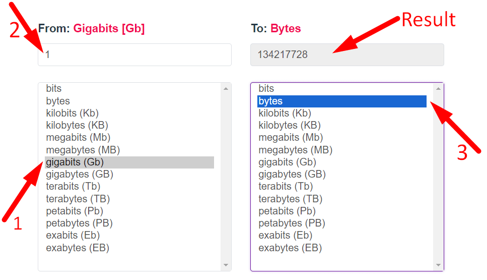 Bytes/Bits Converter Step 2