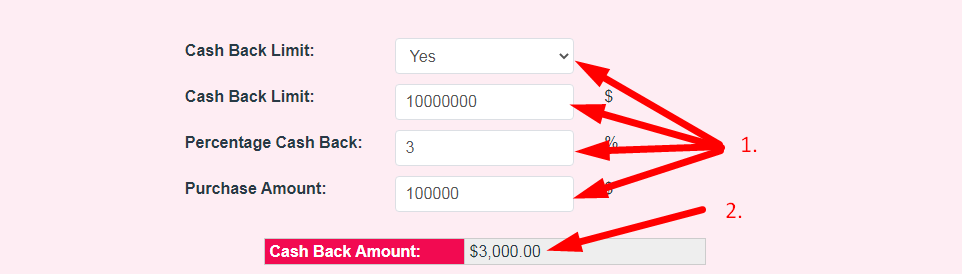 Cash Back Calculator Step 2