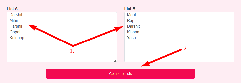 Compare Two Lists Step 2