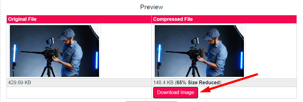Compress JPEG to 150kb Step 3