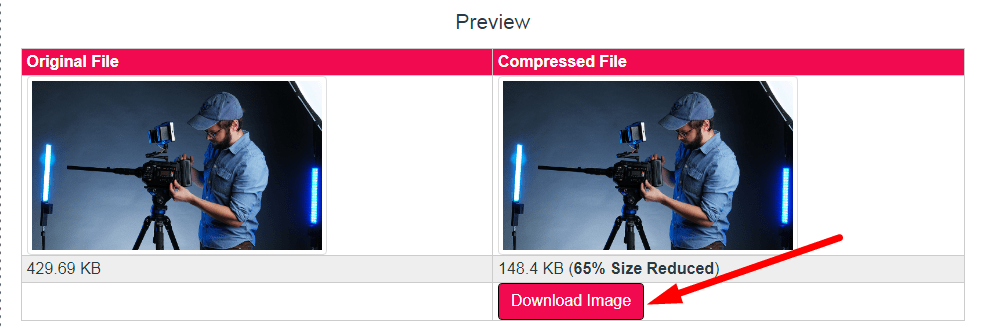 Compress JPEG to 160kb Step 3