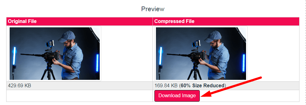 Compress JPEG to 180kb Step 3