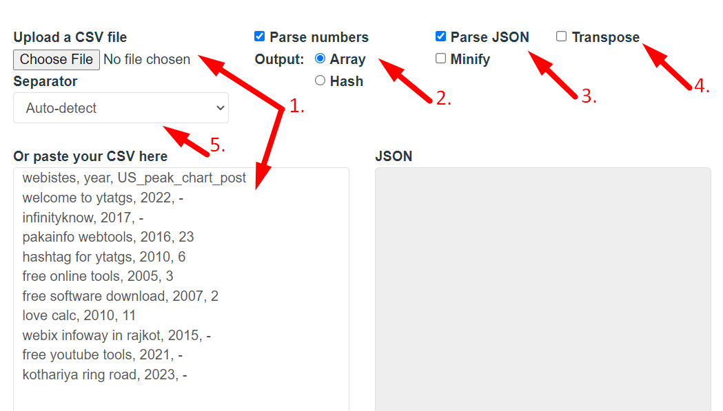 CSV To JSON Converter Step 2