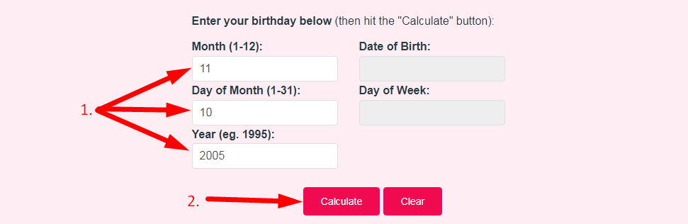 Day of the Week Calculator Step 2