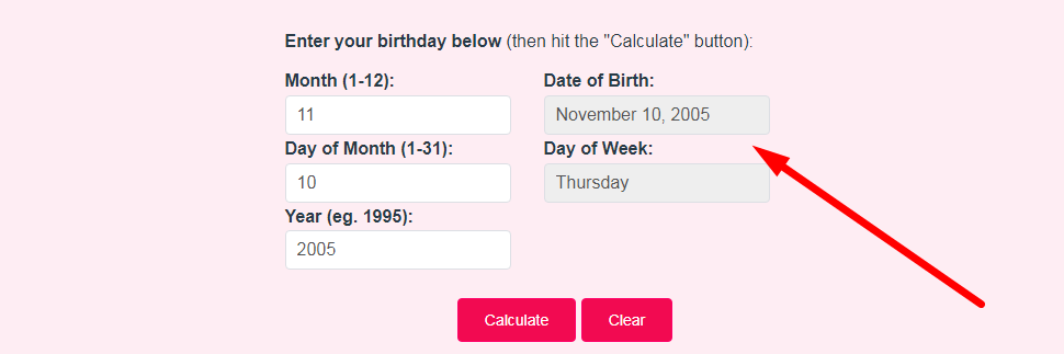 Day of the Week Calculator Step 3