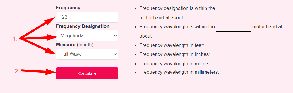 Frequency Wavelength Calculator Step 2