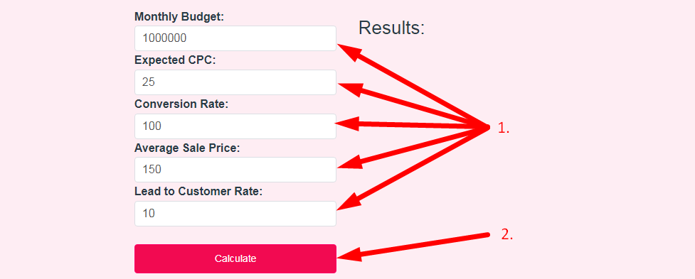 Google Ads Revenue Calculator Step 2