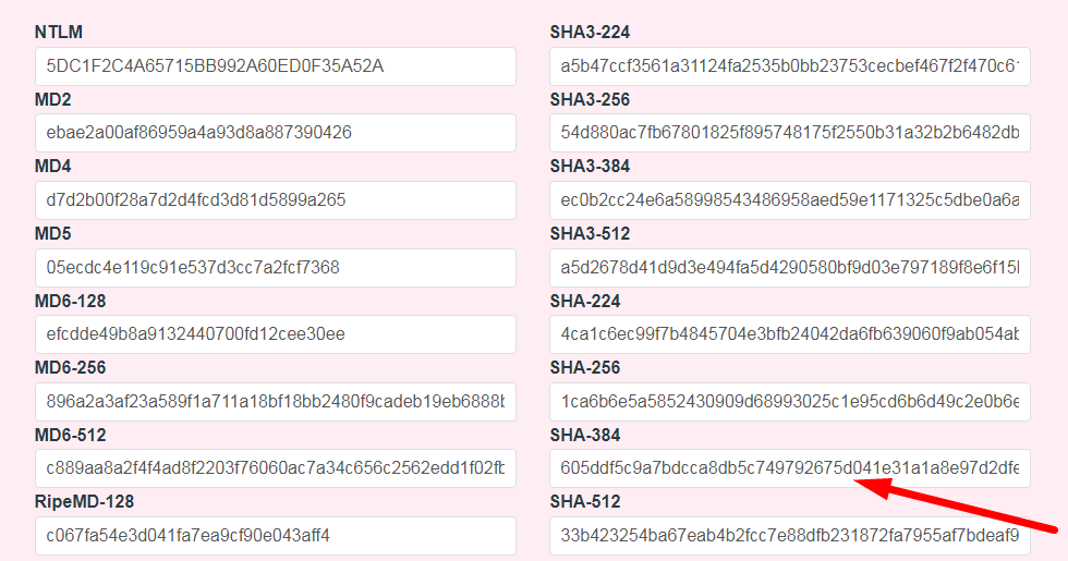 Hashing Calculator Step 3