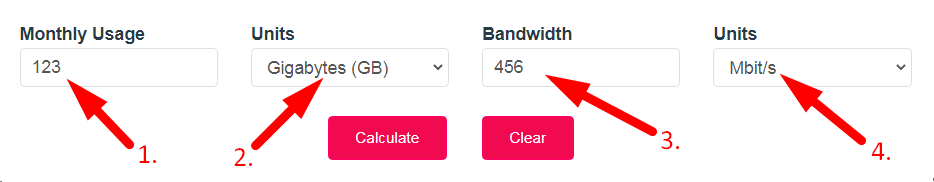 Hosting Bandwidth Calculator  Step 2