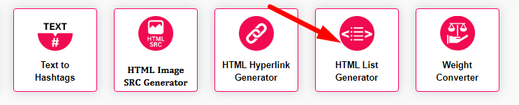 HTML List Generator Step 1