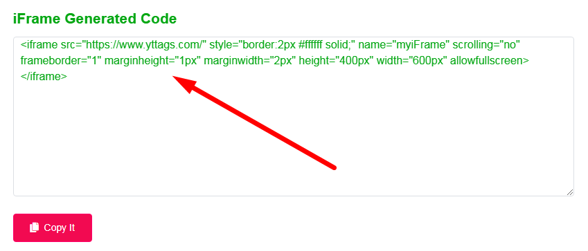 iFrame Generator Step 3