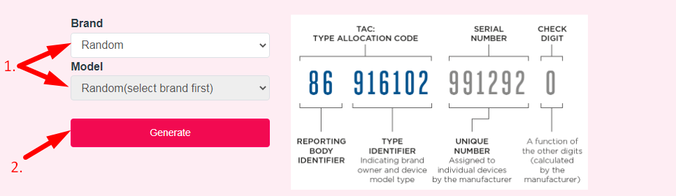 Random IMEI Generator Step 2