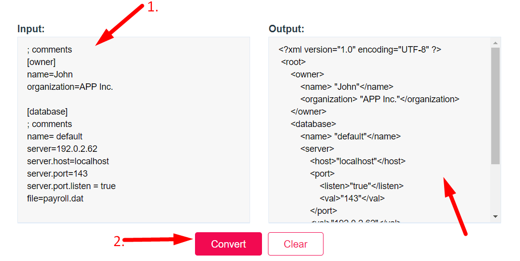 INI to XML Converter Step 2