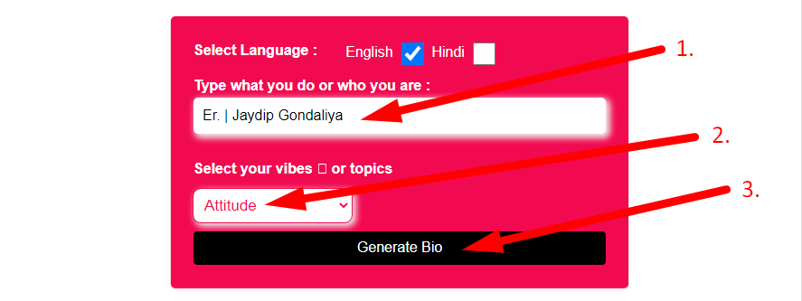 Instagram Bio Generator Step 2