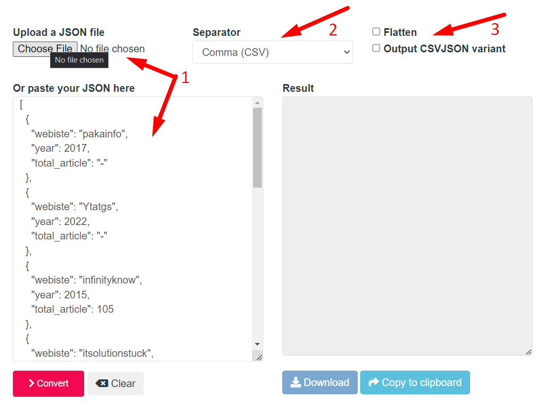 JSON To CSV Converter Step 2