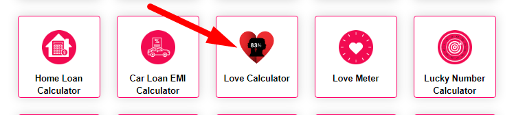 Free online Love calculator Step 1