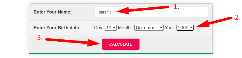 Lucky Number Calculator Step 2