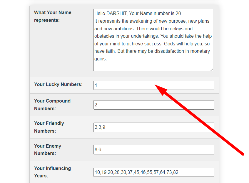 Lucky Number Calculator Step 3