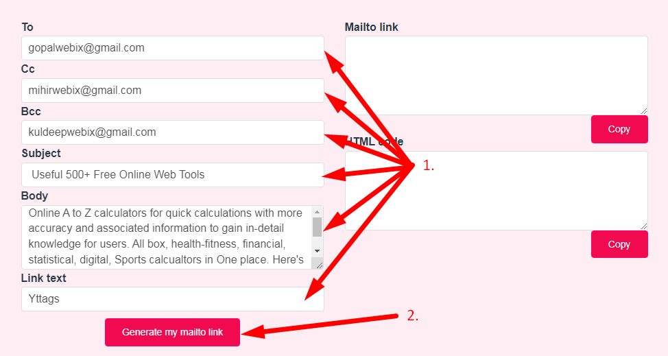 Mailto link Generator Step 2