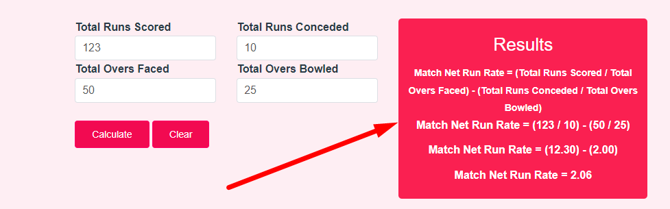 Match Net Run Rate Calculator Step 3
