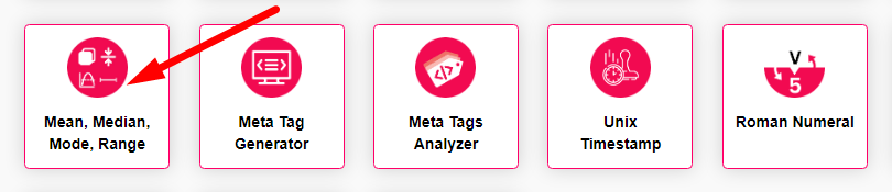 Mean, Median, Mode, Range Calculator Step 1