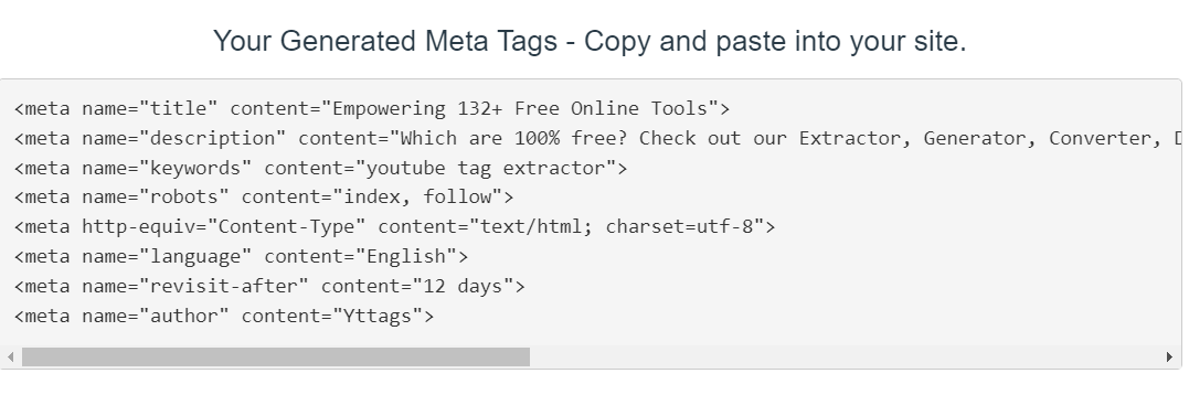 Meta Tag Generator Step 3