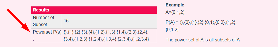 Power Set Calculator Step 3