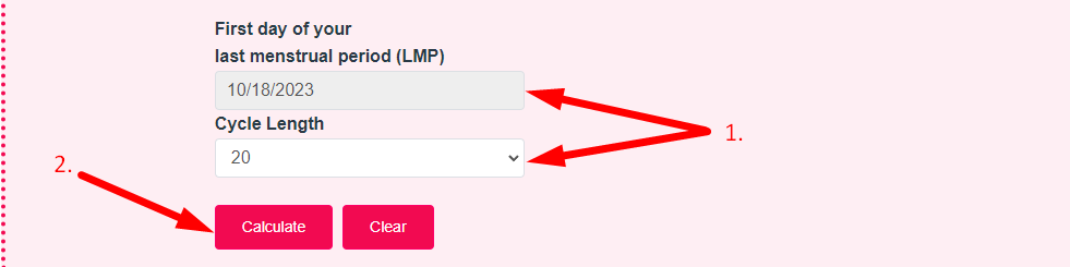 Pregnancy Due Date Calculator Step 2