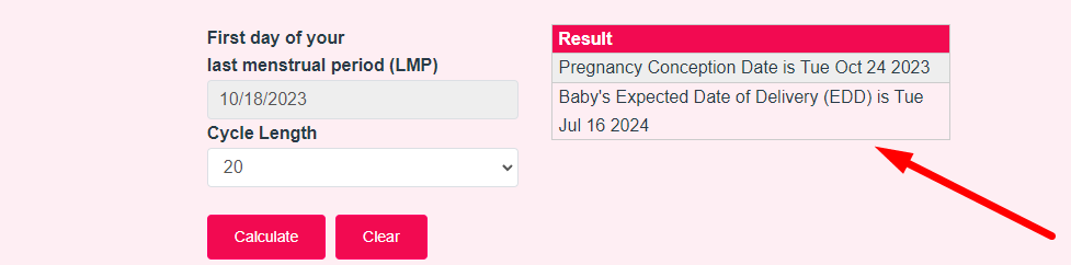 Pregnancy Due Date Calculator Step 4