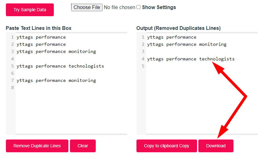 Remove Duplicate Lines Step 3