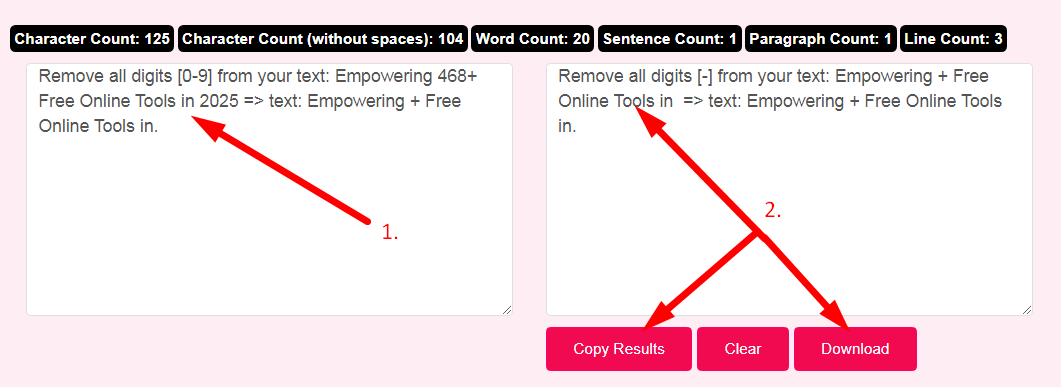 Remove Numbers From Text Step 2
