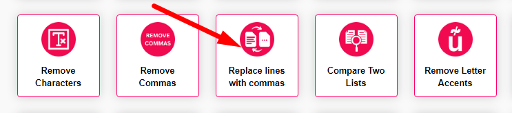 Replace new lines with commas Step 1