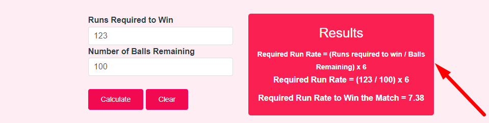 Required Run Rate Calculator Step 3