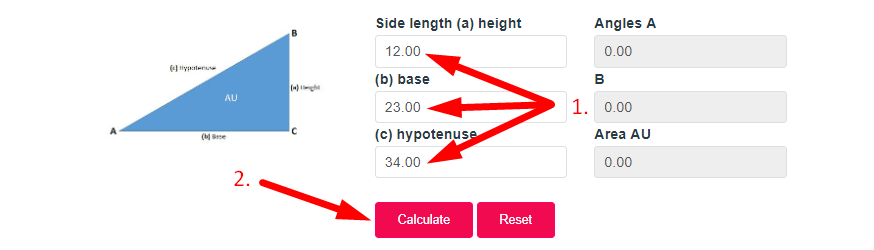 Right Angle Triangle Calculator Step 2