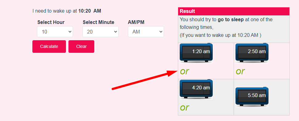 Sleep calculator Step 3