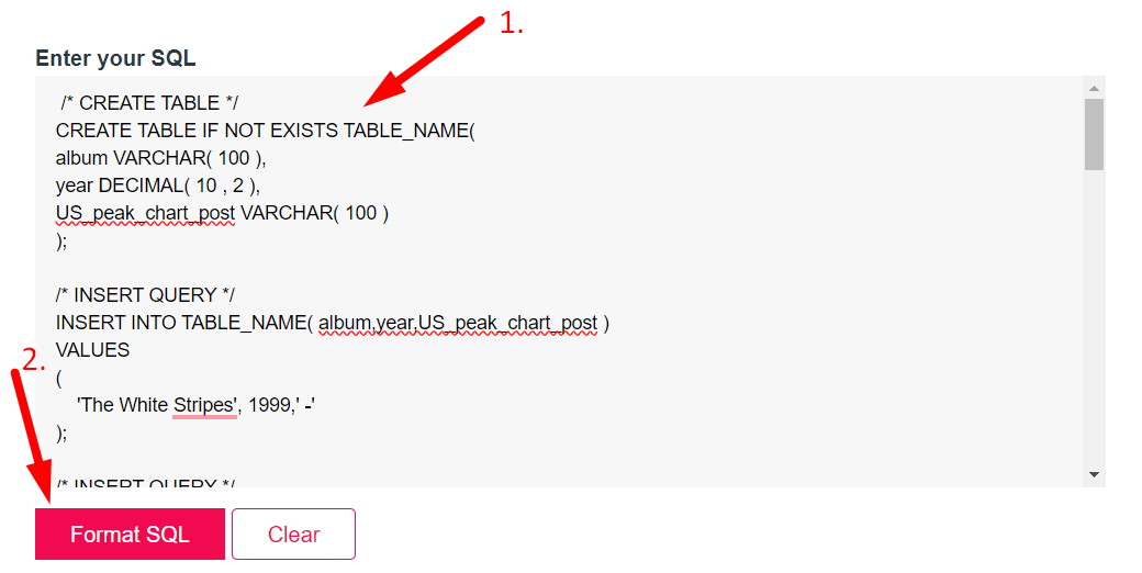 SQL Formatter Step 2