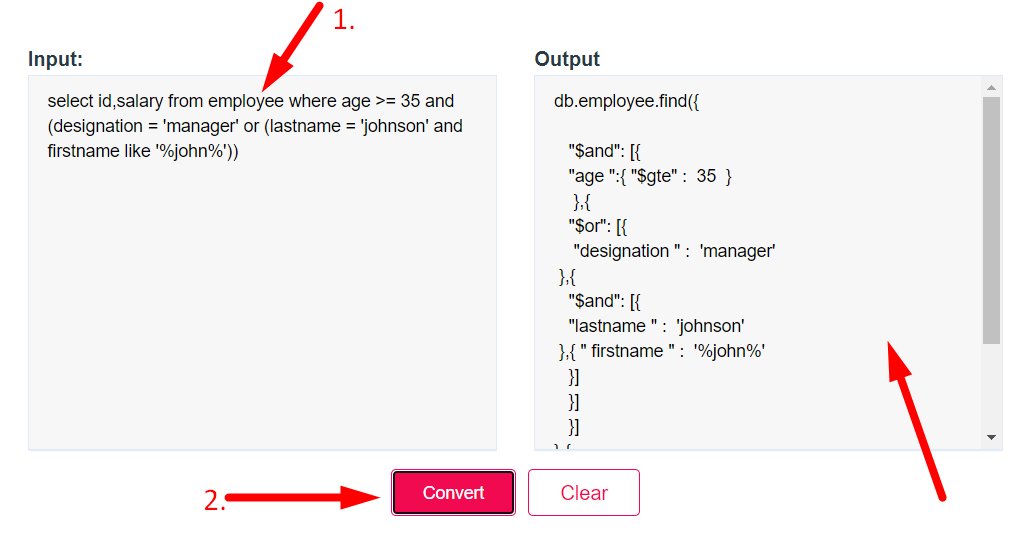 SQL to MongoDB Converter Step 2