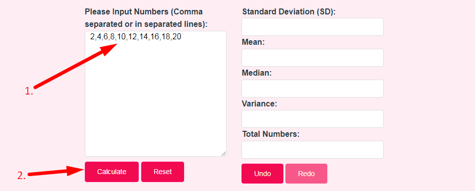Standard Deviation Calculator Step 2