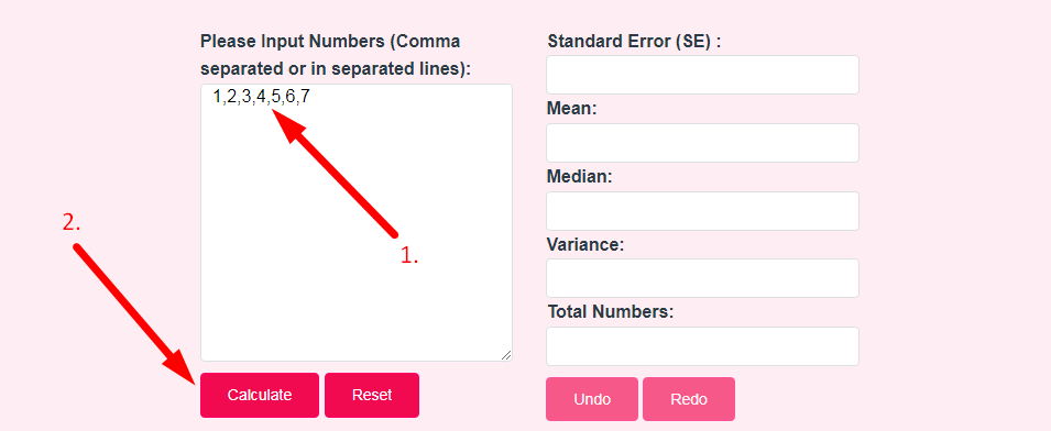 Standard error Calculator Step 2