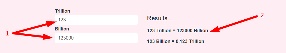 Trillion To Billion Calculator Step 1