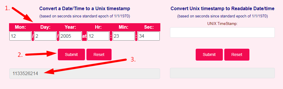 Unix Timestamp Converter Step 2