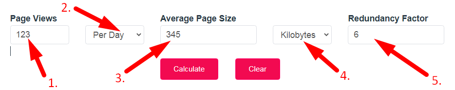 Website Bandwidth Calculator Step 2