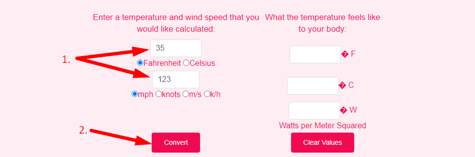 Wind Chill Calculator Step 2