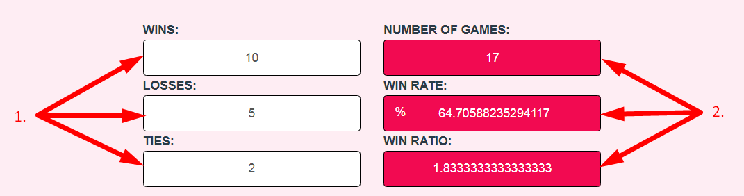 Winning Percentage Calculator Step 2