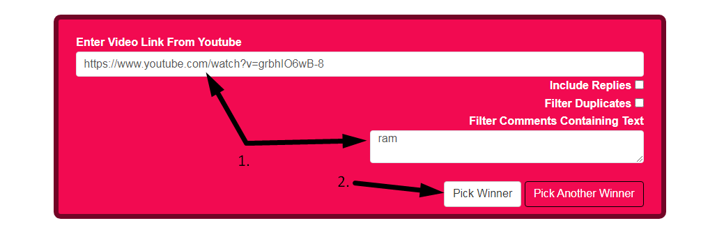 YouTube Random Comment Picker Step 2